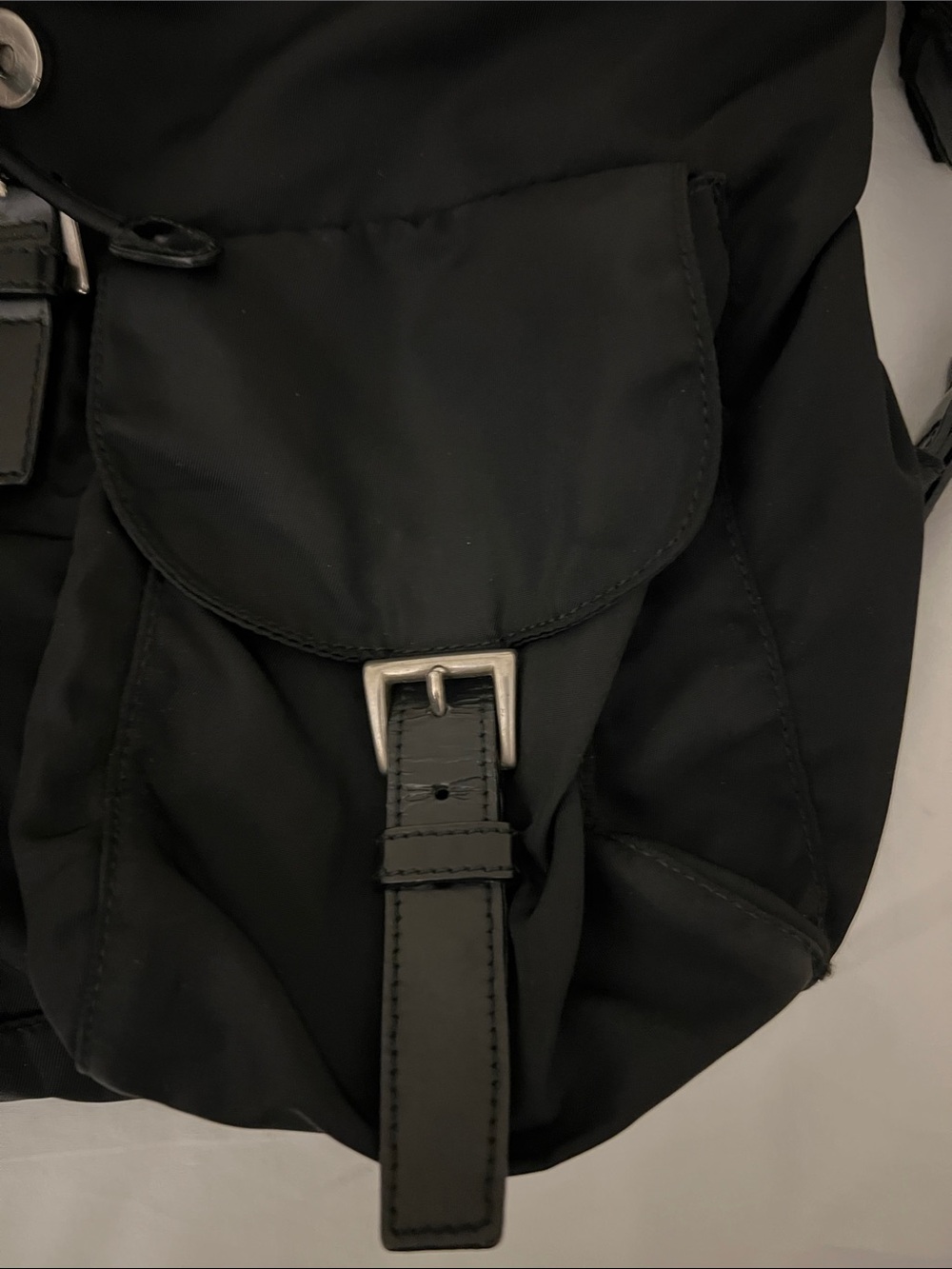 Prada Black Nylon Drawstring Backpack with Front Pockets - Picture 3 of 8